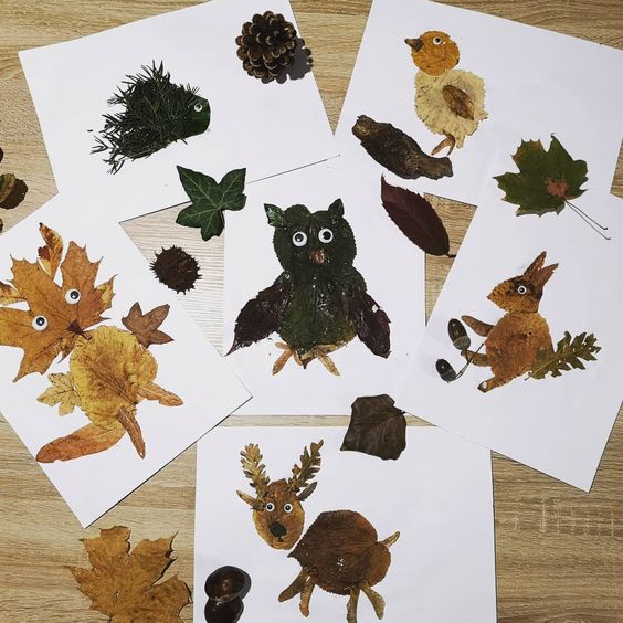animaux en feuilles d'arbres